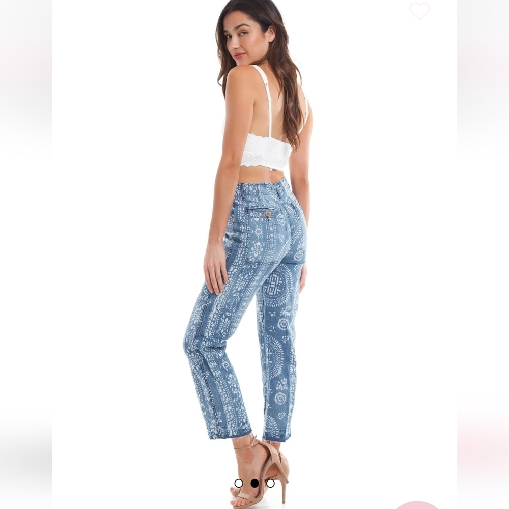 Free People ISLAND VIBES DISCHARGE TROUSERS IN BLUE - Picture 3 of 15